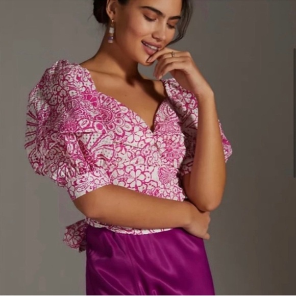 XSP Maeve by Anthropologie Pink Crop Blouse - Picture 3 of 10